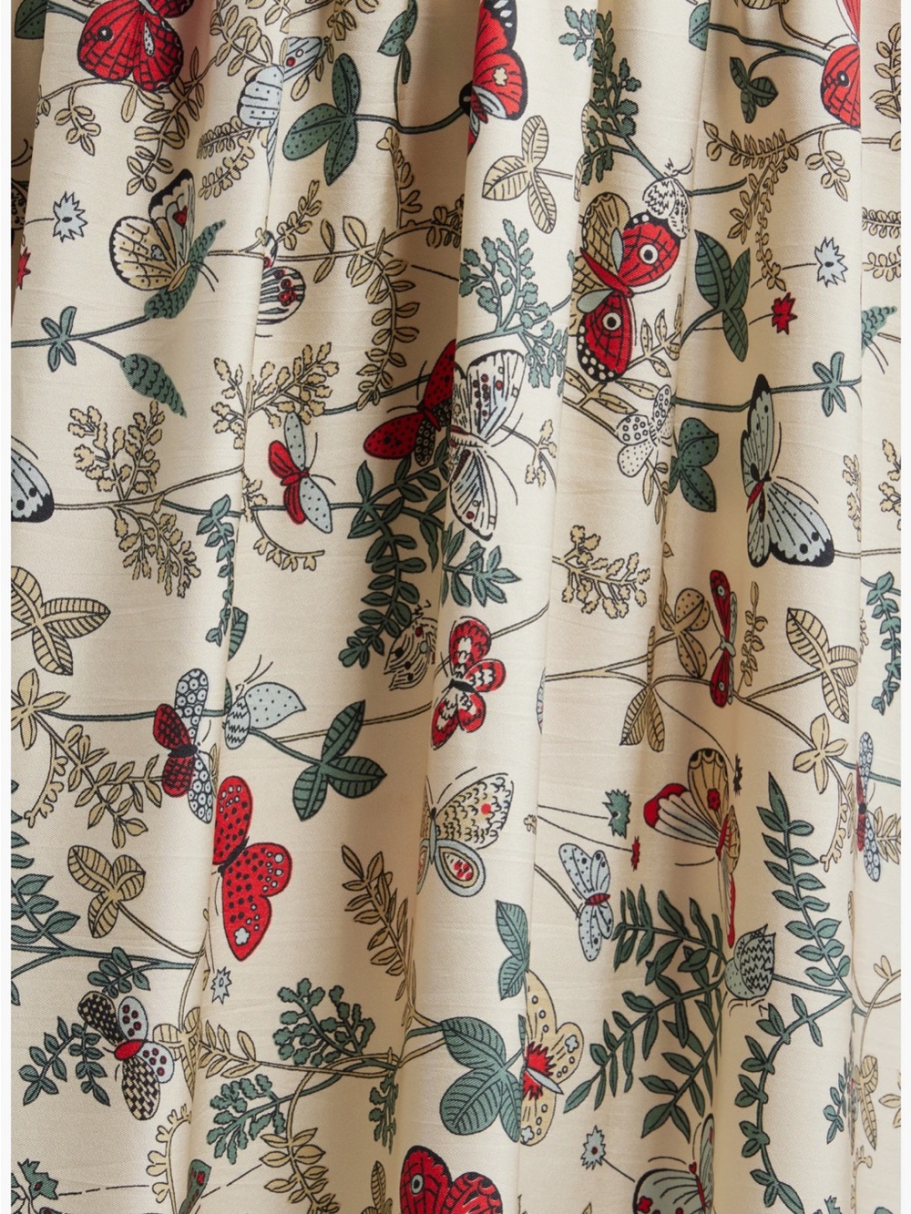 THE GREAT. Smocked-Waist Maxi Skirt in Cream with Red & Green Floral Print M - Picture 3 of 6